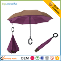 wholesale 23 inch hand open Plastic c handle inverse reverse folding umbrella